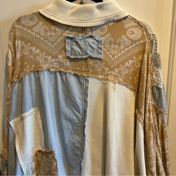 POL Patchwork Shacket with Mixed Patterns - Picture 5 of 7